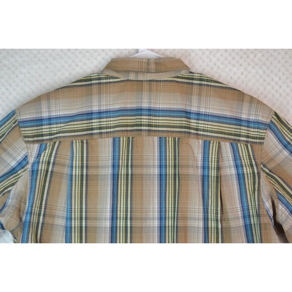 Duluth Trading Co Men's XL Brown Striped Plaid Short Sleeve Button Down Shirt - Picture 10 of 12